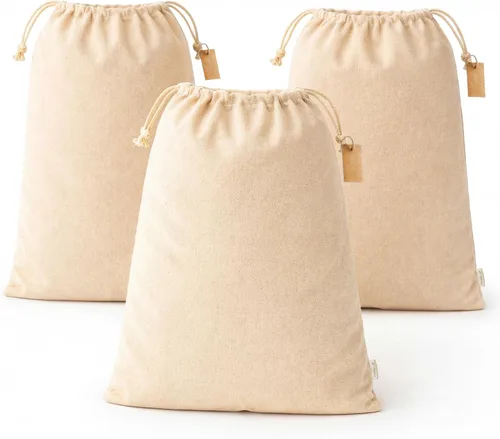 Miniatura 10 de LEAFICO Bolsas de almacenamiento de algodón, tamaño XL, 14 x 17 pulgadas (paquete de 6), bolsas de muselina reutilizables con cordones, bolsas