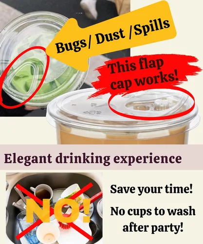 Miniatura 3 de Vasos de plástico transparente de 16 onzas con tapas, 25 juegos de tazas de café helado de plástico desechables con tapas sin pajilla, taza de café