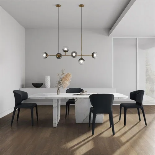 Miniatura 2 de Manhattan Comfort Conrad - Sillas de comedor modernas de mediados de siglo, muebles de cocina tapizados de tweed con respaldo contorneado, acolchado
