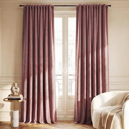 Miniatura 23 de NICETOWN Cortinas de terciopelo negro de 84 pulgadas de largo, 2 paneles, bolsillo para barra y pestaña trasera, cortinas opacas de lujo, cortinas