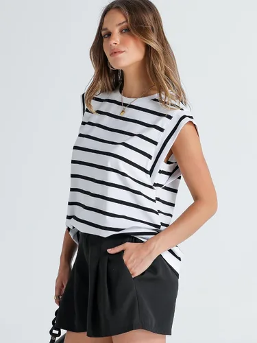 Miniatura 4 de WIHOLL Camisetas de manga casquillo para mujer, camisetas básicas de verano, estilo casual, ajuste holgado, moda 2024