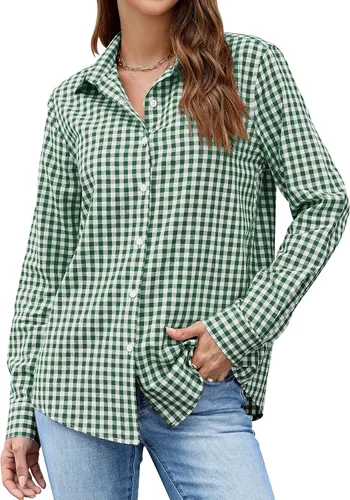 Miniatura 28 de LOMON Camisa de Botones para Mujer Tops de Primavera Verano Manga Larga Negocios Elegante Casual Blusas con Cuello Conjuntos de Trabajo Ropa