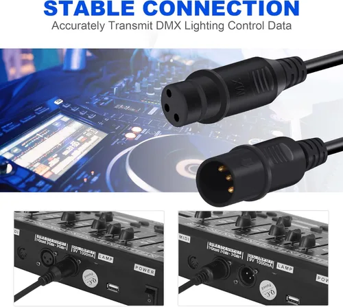 Miniatura 6 de Ridgeyard Cable XLR de 3 pines macho a hembra flexible DMX para escenario, señal DJ XLR DMX conexión para luz de cabeza móvil, foco de luz par
