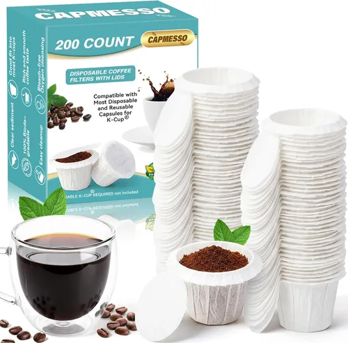 Miniatura 10 de CAPMESSO Filtros de papel desechables para café Reemplazo de filtros de café Kerig Filtros de café compatibles con cápsulas reutilizables de una