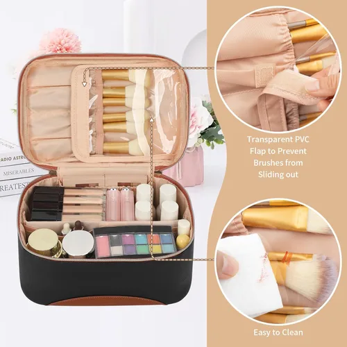 Miniatura 2 de OCHEAL Makeup Bag,Large Capacity Travel Makeup Bag,Waterproof Cosmetic Organizer Case with Brush Holder Portable Make Up Bag for Women,Toiletry Bag