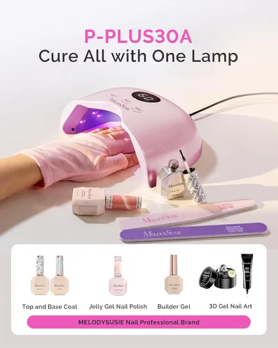 Miniatura 7 de MelodySusie Lámpara de uñas LED compacta con guantes UV, secadora de uñas P-PLUS30A con sensor inteligente que cura todos los geles, especialmente