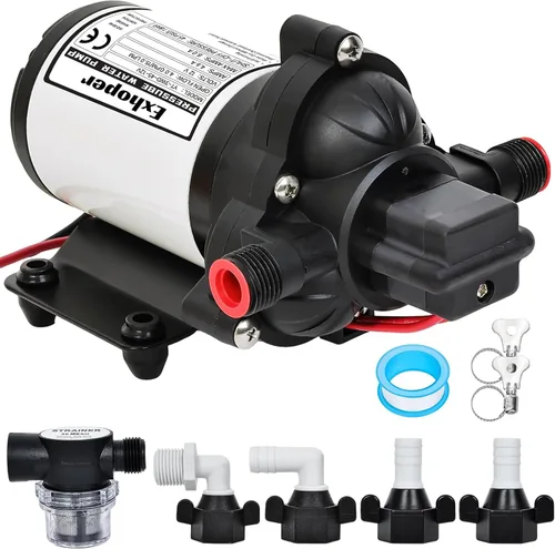 Bomba de Agua para RV, Bomba de Presión de Agua de 12 V CC con Interruptor de Presión, Diafragma Autocebante 4.0 GPM 45 PSI, para RV, Marina, Yate,