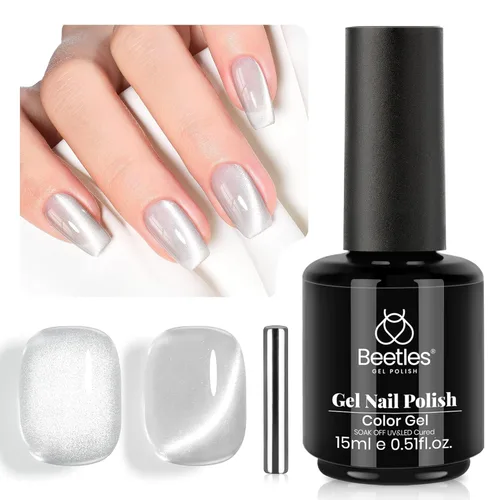 Miniatura 72 de Beetles - Esmalte de uñas de gel ultravioleta semipermanente sin HEMA de alto brillo para manicura francesa y arte de uñas, frasco a juego, blanco