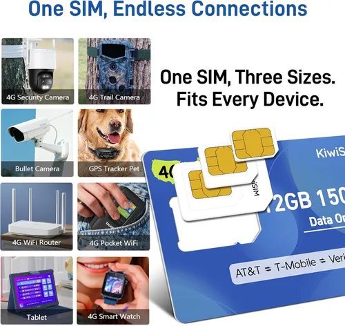 Miniatura 3 de KiwiSIM Datos de la tarjeta SIM solo 12 GB 150 días, tarjeta SIM 4G LTE US para teléfono desbloqueado/enrutador/cámara de seguridad, soporte