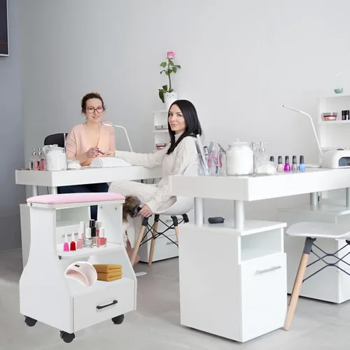 Miniatura 2 de Reposapiés portátil de pedicura con ruedas, taburete de pedicura, carrito para baño de pies, carrito de spa, soporte de uñas, muebles de manicura