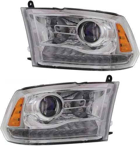 Miniatura 6 de KarParts360 Faro delantero para Dodge Ram Pickup R1500 / R2500 / R3500 2013 2014 2015 lado del conductor Bisel cromado Reemplazo para CH2502244