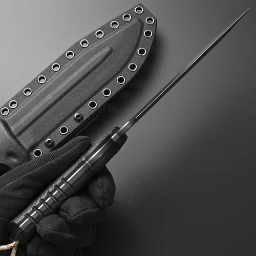 Miniatura 8 de Gtkii GTK2 cuchillo de hoja fija de acero AUS-10 con mango de nylon y fibra de vidrio de espiga completa, cuchillos de herramienta EDC para camping