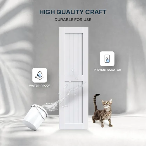 Miniatura 4 de EaseLife: puerta de granero blanca de 24 x 84 pulgadas con kit de herrajes deslizantes de 4 pies incluido y manija, puerta de madera maciza cubierta