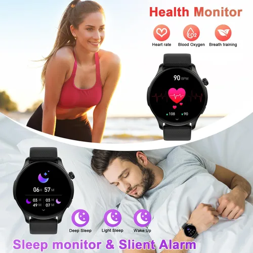 Miniatura 3 de Reloj inteligente para hombres y mujeres Fitness: impermeable, responder, hacer llamada, digital, relojes para hombres, correr, seguimiento