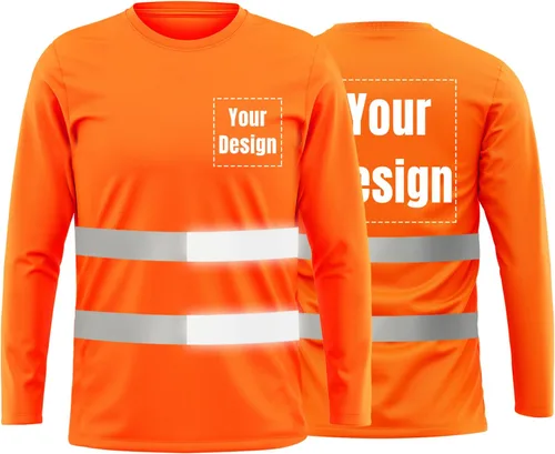 Miniatura 48 de La alta visibilidad reflexiva de las camisetas de la seguridad del logotipo de encargo Hola Vis de Verde neón