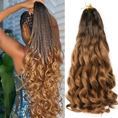 Miniatura 18 de WIPPORYA Cabello Rizado Francés para Trenzar de 24 Pulgadas, 6 Paquetes de Cabello Ondulado Suelto Elástico para Crochet Pre-Estirado 3.53