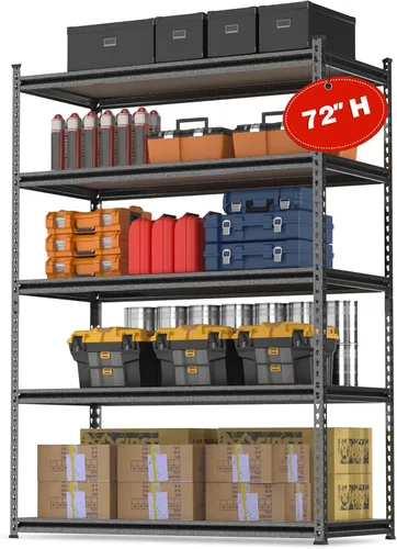 WORKPRO Estantería de almacenamiento de metal de 5 niveles, 36 pulgadas de ancho x 18 pulgadas de profundidad x 72 pulgadas de alto, estante de