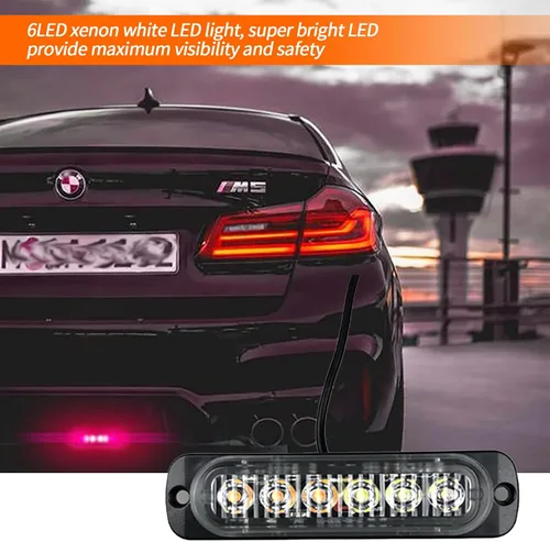 Miniatura 4 de jeseny Paquete de 1 barra de luz LED, 4.4 x 1.1 pulgadas, 12-24 V, impermeable, luz de advertencia de alta luz para automóvil, 12 W, 6 cuentas
