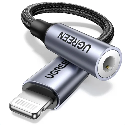 Adaptador de auriculares UGREEN para iPhone, conector Lightning a 3.5mm, certificado Apple MFi, conector de audio auxiliar Lightning, dongle Gris
