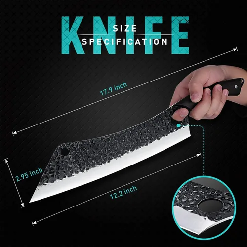Miniatura 5 de PURPLEBIRD Cuchillo de trinchar de 12 pulgadas, cuchillo de corte ultra afilado, cuchillos de pechuga forjados a mano, cortador de carne de acero