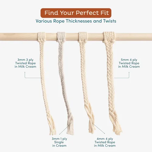 Miniatura 5 de Nook Theory - Cuerda de macramé de 3 mm, 220 yardas de cuerda de algodón, hilo de 4 mm y 5 mm, cuerda para manualidades, perfecta para colgantes
