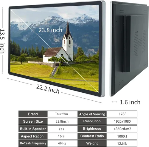 Miniatura 6 de Tableta con monitor de pantalla táctil Android 11 de 23.8 pulgadas, 16:9 FHD 1080P, WiFi y BT, altavoces integrados, RK3568 4GB RAM y 32GB ROM
