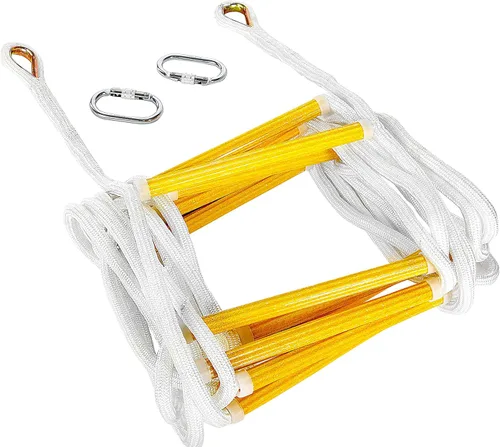 Miniatura 3 de Escalera de escape contra incendios de 2 pisos de 16 pies, resistente a las llamas, de seguridad, con cuerda - Rápida de desplegar y fácil de usar