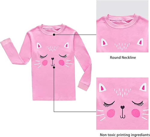 Miniatura 2 de KikizYe Conjunto de pijamas de manga larga para niñas pequeñas, 100% algodón