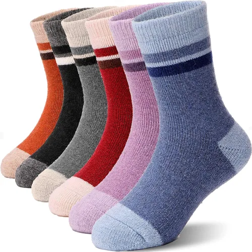 Miniatura 37 de ANTSANG Calcetines de Lana, Calcetines Térmicos Cálidos y Gruesos Tipo Crew Boot para Niños Pequeños, Niños y Niñas, 6 Pares