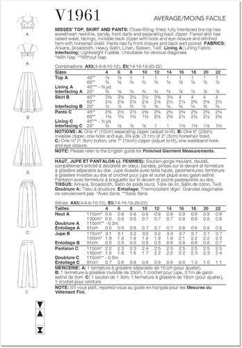 Miniatura 2 de Vogue Misses' - Brasier forrado, falda acampanada y pantalones con patrón de costura, código de diseño V1961, tallas 4-6-8-10-12
