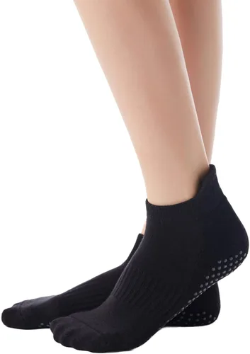 Miniatura 16 de Calcetines de yoga con dedos de pilates con empuñaduras para mujer, antideslizantes, acolchados, florales, calcetines tobilleros para baile de ballet
