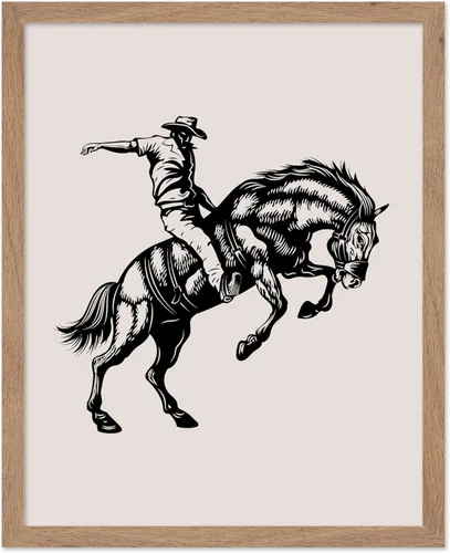 Miniatura 80 de Poster Master Póster de Rodeo marrón – Estampado retro de vaquero sobre caballo – Arte de vaquero – Arte occidental – Arte del salvaje oeste