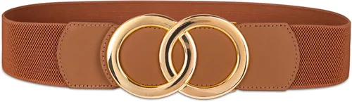 Miniatura 106 de Cinturón de cuero clásico con hebilla de metal para mujer con vestido de jeans