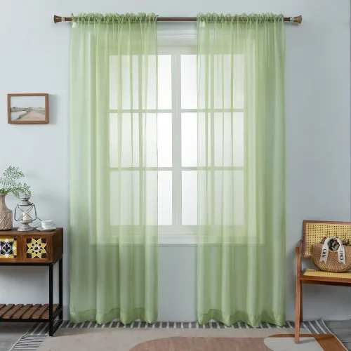 Miniatura 9 de WPM - Cortinas traslúcidas de gasa transparente con bolsillo para barra, 2 paneles de cortinas traslúcidas para dormitorio, cocina, sala de estar