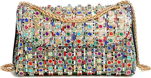 Bolsos de mano con diamantes de imitación para mujer, bolsos de hombro con cadena, bolsas de noche brillantes para cóctel, graduación, fiesta, boda
