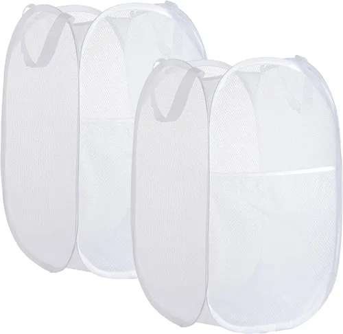 Miniatura 7 de Cesta plegable de malla para lavandería, cesta de lavandería desplegable, fácil almacenamiento, ideal para uso doméstico y de viaje (2 gris oscuro)