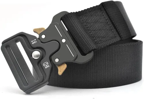 Miniatura 4 de VANGULL Cinturón táctico cinturón de trabajo de nylon de la web de las correas de 1,5 pulgadas con la hebilla resistente, Negro