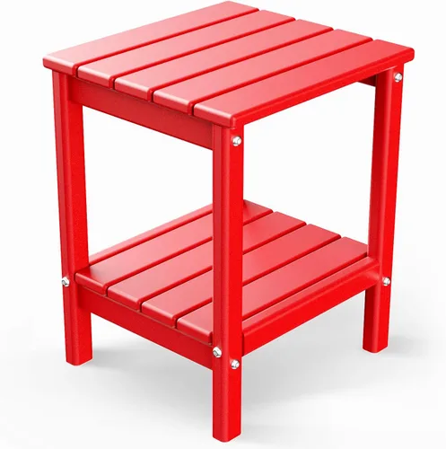 Miniatura 23 de GREENVINES Adirondack - Mesa lateral para exteriores 14 x 13 pulgadas Plástico HDPE Todo clima Aqua Mesas auxiliares exteriores Estante