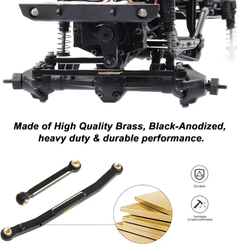 Miniatura 3 de HobbyPark Juego de eslabones de dirección de latón para Axial SCX24 actualizaciones de alto apriete compatible con Gladiator Bronco C10 JLU Deadbolt