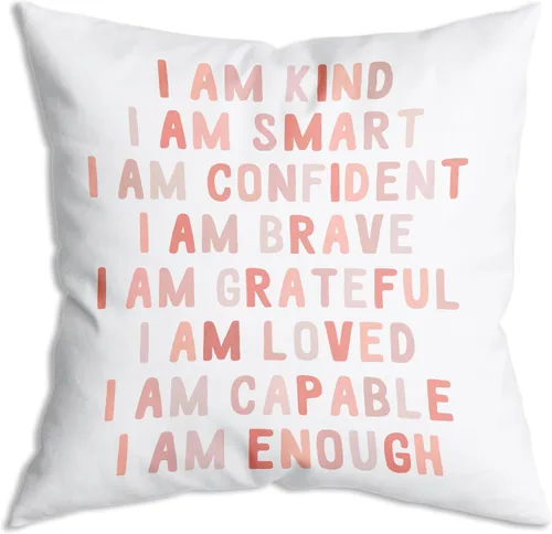 Miniatura 6 de Funda de Almohada Suave para Decoración con Citas Inspiradoras "Eres Valiente Suficiente Amado", Funda de Almohada y Cojín para Sofá, Sofá Cama