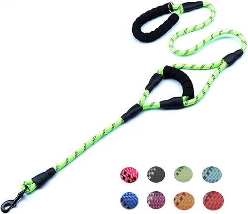 Miniatura 10 de Love Dream Correa para perro de 5 pies de largo con 2 cómodas asas acolchadas, hilos reflectantes con doble asa para control de seguridad, correa