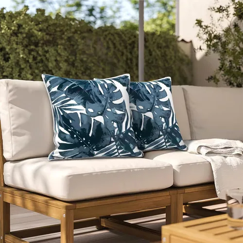 Miniatura 148 de Juego de 2 almohadas para exteriores de 16 x 16 pulgadas, repelentes al agua con interiores, para muebles de patio, hogar, jardín, geometría bohemia