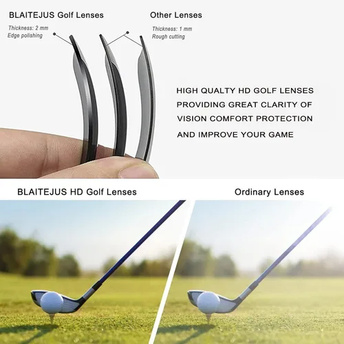 Miniatura 3 de Gafas de sol de golf para hombres y mujeres, gafas de sol deportivas sin montura con protección UV400 Bj01/Marco Negro Lente Verde