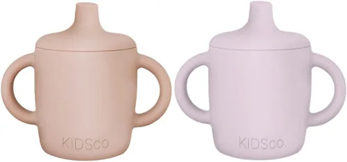 Miniatura 13 de KIDSco. Tazas de silicona con asa (paquete de 2) – Pico suave y tazas de entrenamiento abiertas para bebés de 6 meses en adelante Asas de fácil