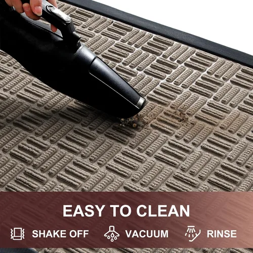 Miniatura 4 de Mibao Tapete para puerta delantera, resistente y duradero, tapete de bienvenida para interiores y exteriores, atrapador de suciedad, impermeable