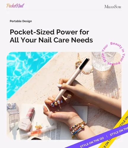Miniatura 8 de MelodySusie PocketNail Taladro de Uñas Modular Inalámbrico en Forma de Bolígrafo, PC100GR 20000RPM Lima Eléctrica Delgada Portátil Recargable