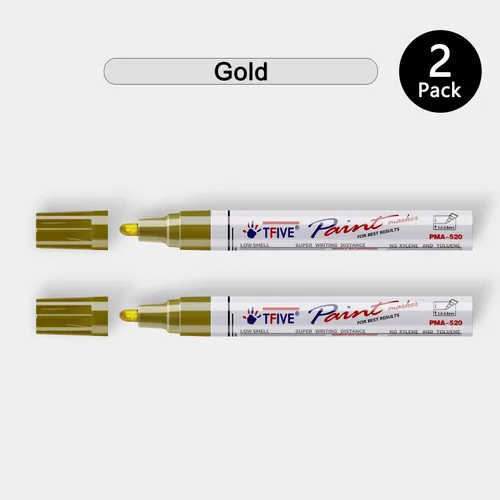 Miniatura 7 de TFIVE Rotuladores de pintura permanente dorados, 2 rotuladores a base de aceite, punta media, impermeables y de secado rápido, para oficina