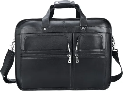 Miniatura 4 de Polare - Maletín de cuero de grano completo de 18.5 pulgadas para computadora portátil, bolsa de mensajero para hombres, grande para portátiles