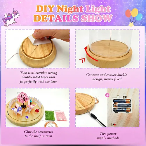 Miniatura 3 de Haz tu propia luz nocturna, kits de bricolaje de unicornio para niñas, luz nocturna mágica creativa, edición de actualización USB, juguetes