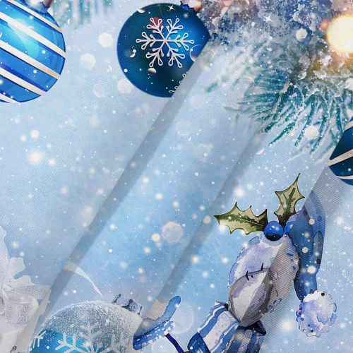 Miniatura 6 de Cortina de ducha de Navidad de invierno, muñeco de nieve, bola azul, copo de nieve, árbol de pino, cortina de baño para decoración de vacaciones